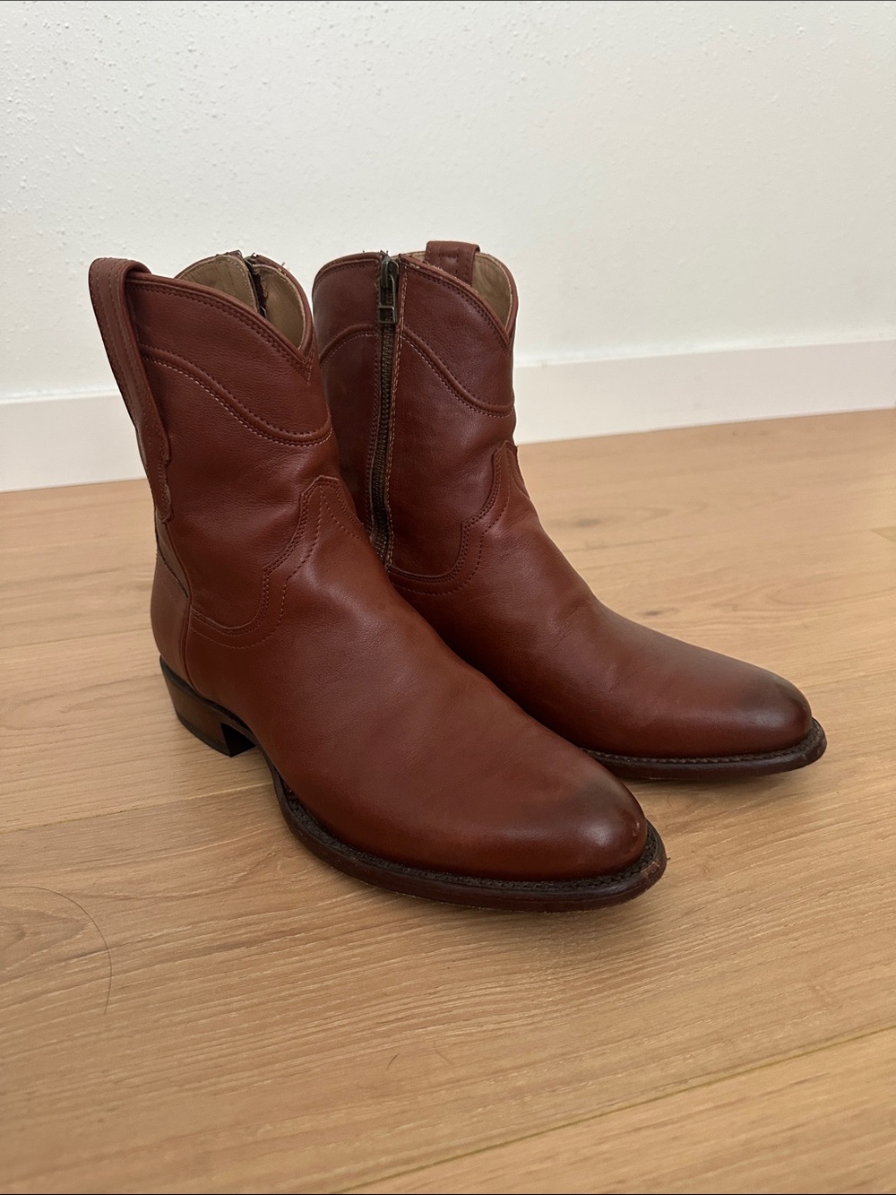 Tecovas Brown Leather Western Zip Boots